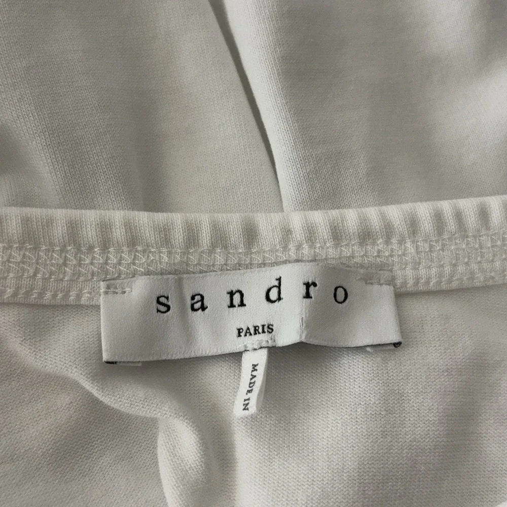Sandro Ruffle Hem Top Womens 2 White Short Sleeve Peplum Designer Casual